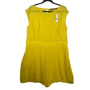 NY&C Yellow Romper‎ Jumpsuit Pockets Sleeveless Casual Summer XXL Shorts Women